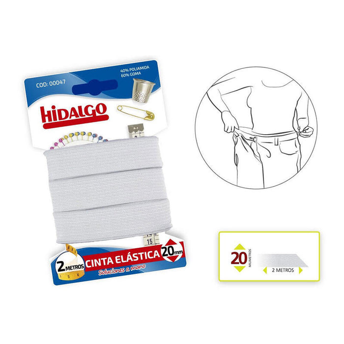 Pack De 12 Unidades - Blister Cinta Elástica .20mmx2mts.Blanco Hidalgo
