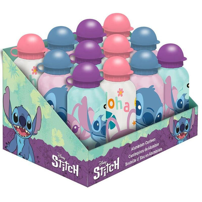 Pack De 12 Unidades Cantimplora Aluminio Stitch Disney 500ml Surtido