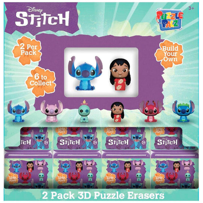 Pack De 12 Unidades - Capsula Puzzle Palz Stitch Disney Surtido