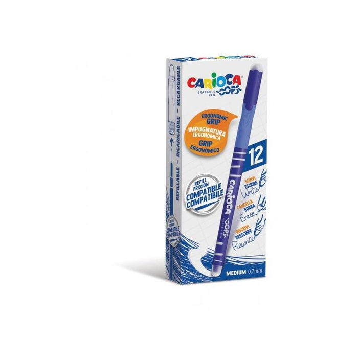Pack De 12 Unidades Carioca Oops Boligrafos Borrables - Termo Sensible - Empuñadura Ergonomica Triangular - Punta Ø