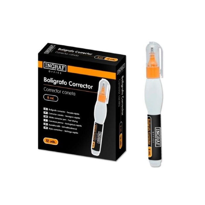 Pack De 12 Unidades Ingraf Bolígrafo Corrector Office 8ml. 870