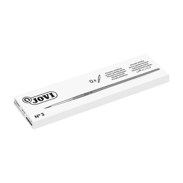 Pack De 12 Unidades Jovi Pinceles Artisticos Pelo Poney Nº 3 - Pelo Natural - Mango De Madera - Calibre 00 Al 12 -