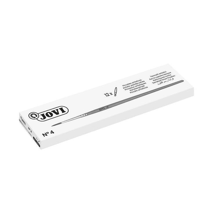 Pack De 12 Unidades Jovi Pinceles Artisticos Pelo Poney Nº 4 - Pelo Natural - Mango De Madera - Calibre 00 Al 12 -
