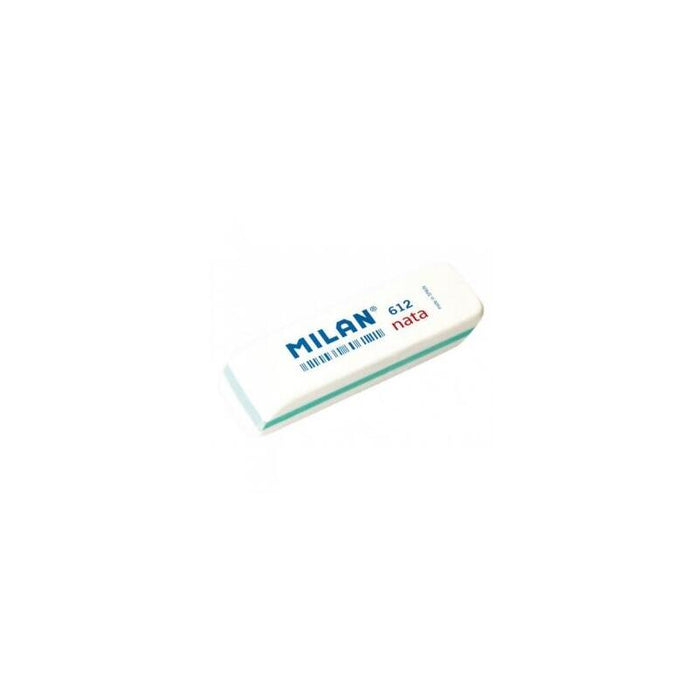 Pack De 12 Unidades Milan Nata 612 Goma De Borrar Biselada - Plastico - Suave - No Abrasiva - Color Blanco