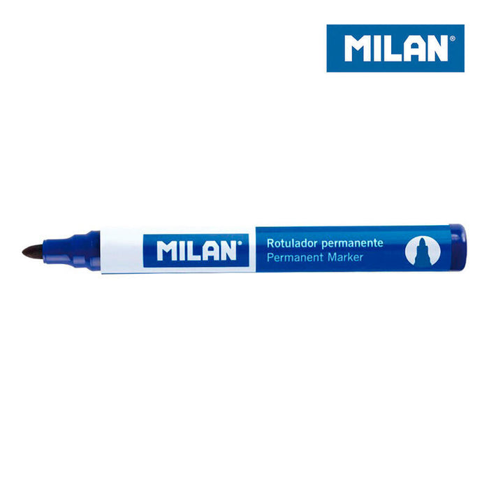 Pack De 12 Unidades Milan Rotulador Permanente Punta Redonda Azul