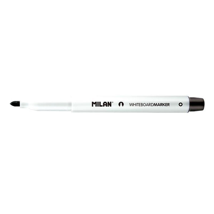 Pack De 12 Unidades Milan Rotuladores Para Pizarra Blanca Con Punta Redonda - Punta 3.7 Mm - Tinta A Base De Alcohol - Borrable En Seco - Color Negro