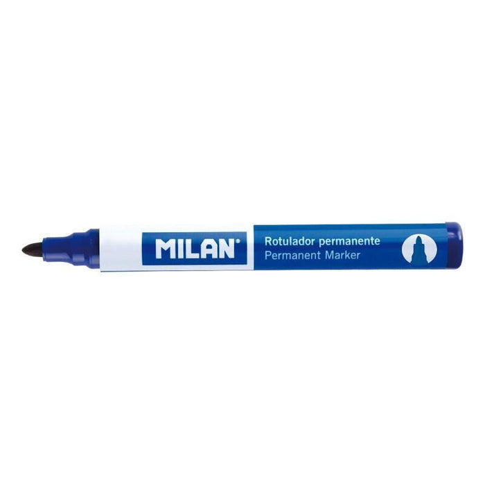 Pack De 12 Unidades Milan Rotuladores Permanentes Con Punta Redonda - Punta 4 Mm - Tinta A Base De Alcohol - Color Azul