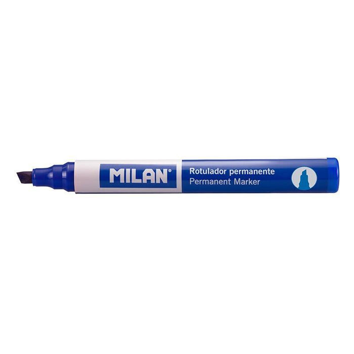 Pack De 12 Unidades Milan Rotuladores Permanentes Punta Biselada - Punta 1 - 4mm - Tinta A Base De Alcohol - Color Azul Marino