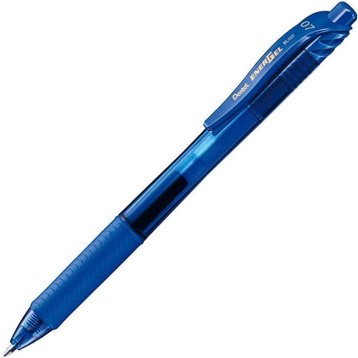 Pack De 12 Unidades Pentel Energel X Boligrafo De Bola Retractil - Punta 0.7mm - Trazo 0.35mm - Tinta Gel - Recargable - Grip De Agarre - 50% De Materiales Reciclados - Color Azul