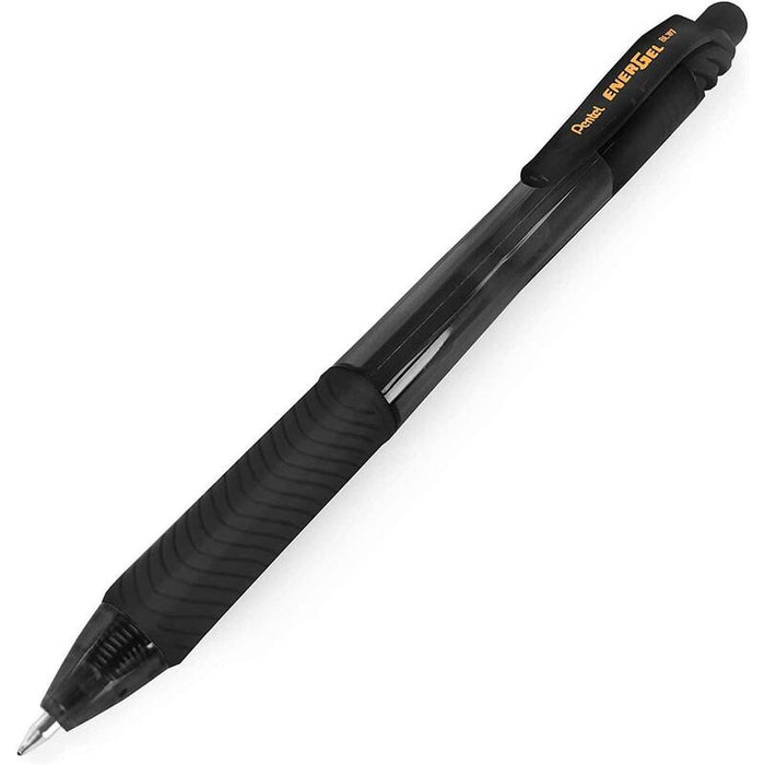 Pack De 12 Unidades Pentel Energel X Boligrafo De Bola Retractil - Punta 0.7mm - Trazo 0.35mm - Tinta Gel - Recargable - Grip De Agarre - 50% De Materiales Reciclados - Color Negro