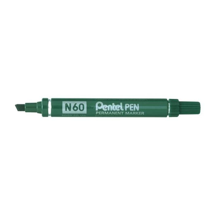 Pack De 12 Unidades Pentel Pen N60 Rotulador Permanente - Punta Biselada Resistente Y Duradera - Resistente A Agua Y