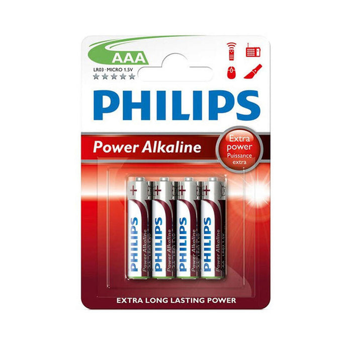 Pack De 12 Unidades - Pila Alkalina Philips Aaa - Lr03 1,5v (Blister 4 Unid.) Ø10,5x44,5mm