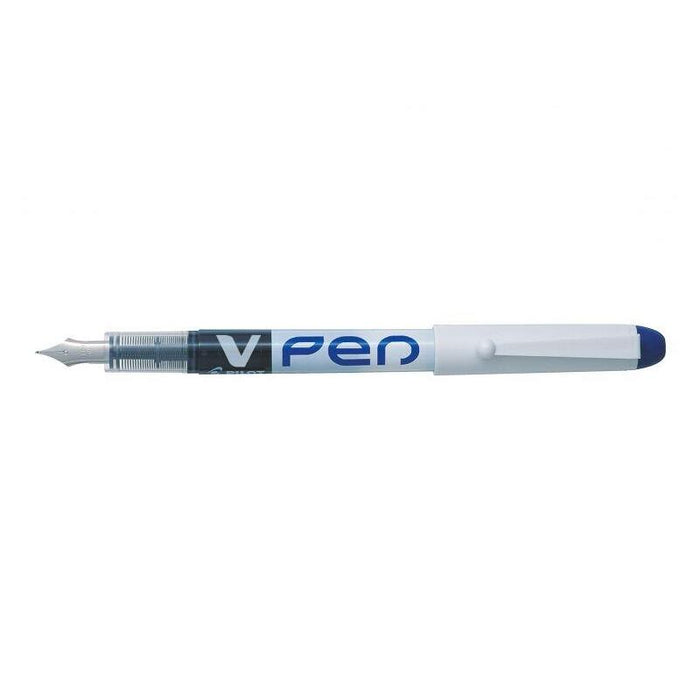 Pack De 12 Unidades Pilot Pluma Estilografica V-Pen - Desechable - Tinta Liquida Borrable - Punta De Acero - Trazo De 0.5mm - Color Azul