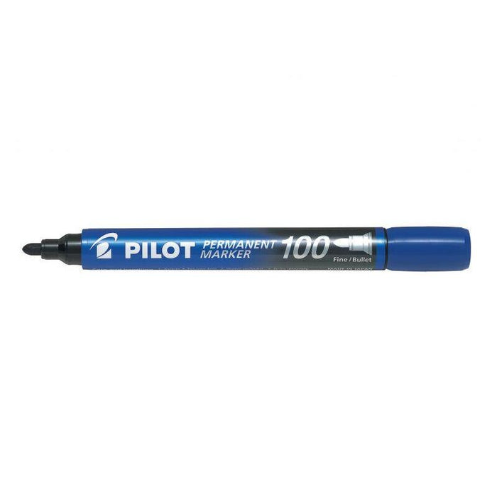 Pack De 12 Unidades Pilot Rotulador Permanente 100 - Punta Fina De Bala 4,5mm - Trazo 1mm - Color Azul