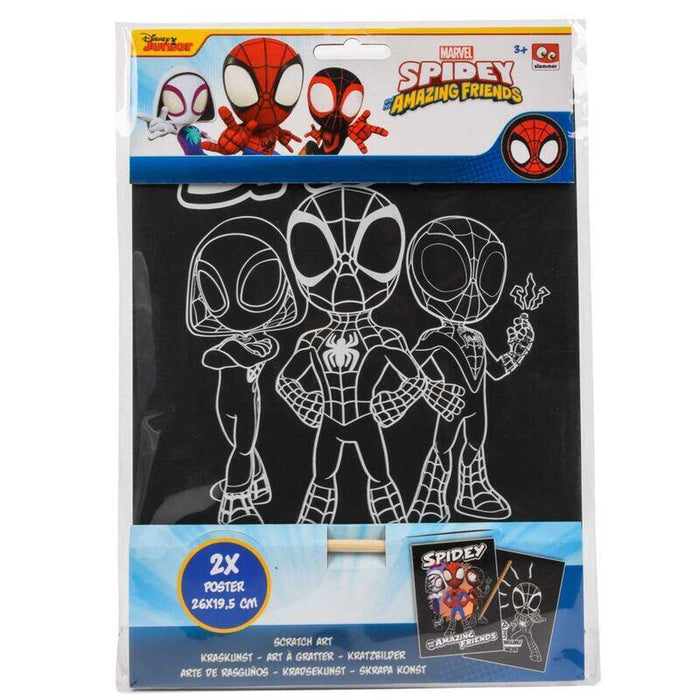 Pack De 12 Unidades - Set Papeleria Scratch Art Spiderman Marvel
