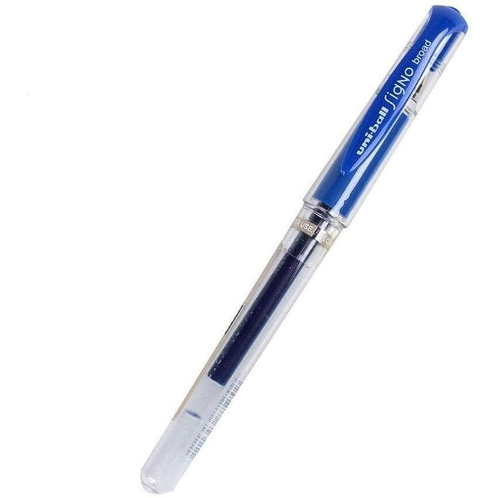 Pack De 12 Unidades Uni-Ball Signo Broad Boligrafo De Gel - Punta De Acero Inoxidable 1 Mm. - Trazo 0.60 Mm. Aprox. - Tinta Gel - Sujecion De Caucho - Color Azul - Caja De 12 Ud