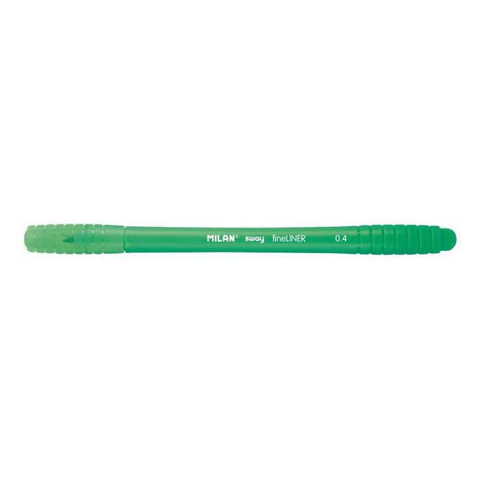 Pack De 16 Unidades Milan Sway Fineliner Rotulador - Punta Fina 0.4mm - Ergonomico - Tinta Al Agua - Color Verde