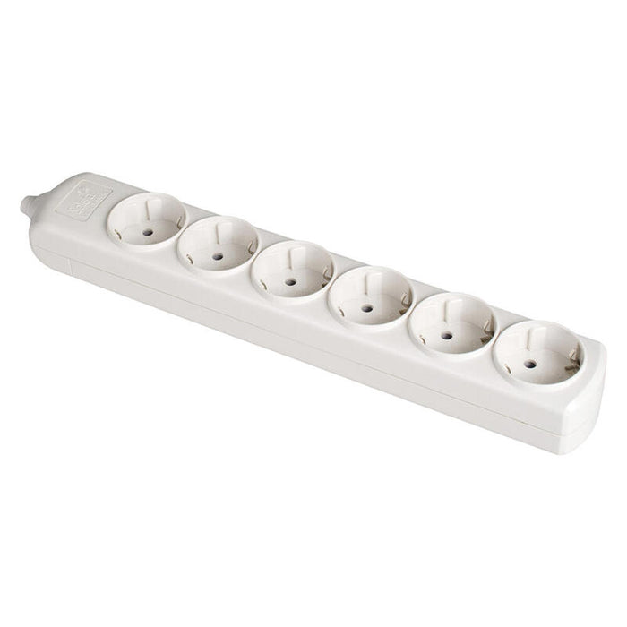Pack De 2 Unidades - Base Bipolar 6 Tomas Con T/T Lateral 16a 250v Color Blanco. Solera 8006