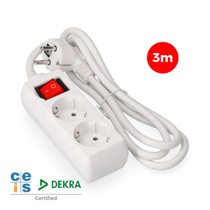 Pack De 2 Unidades - Base Multiple 2 Tomas Schuko + Interruptor 3m 3x1,5mm Edm