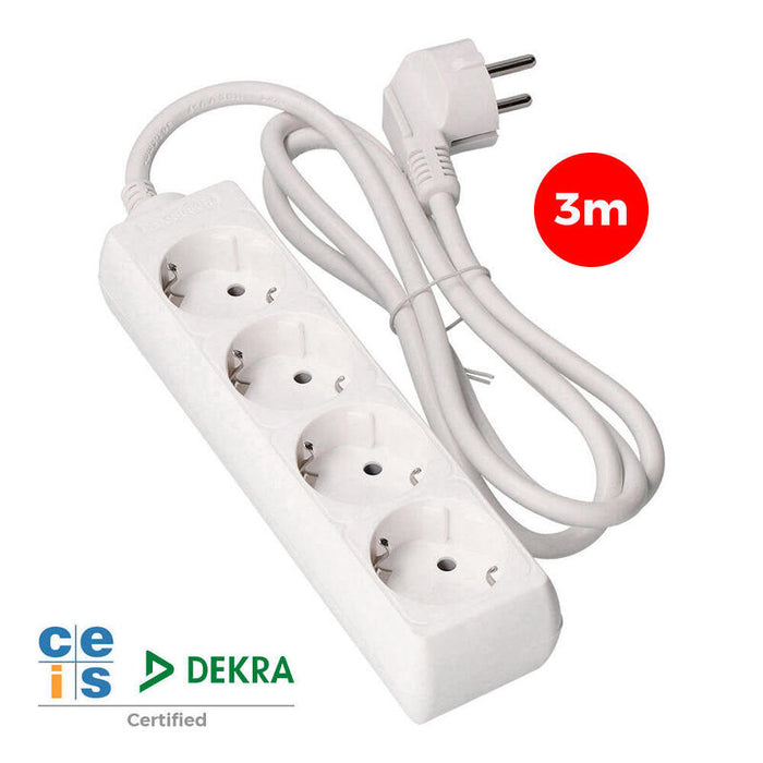Pack De 2 Unidades - Base Multiple 4 Tomas Schuko 3m. 3x1,5mm Edm