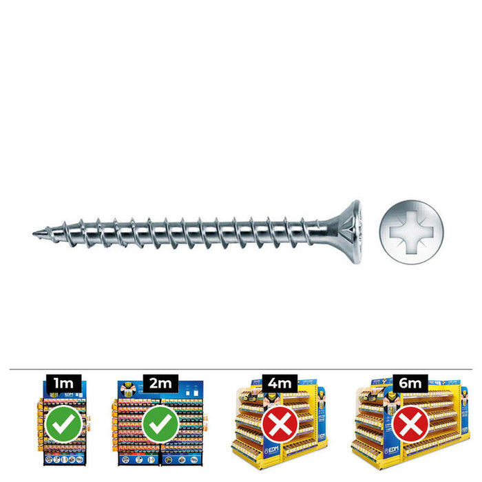 Pack De 2 Unidades - Caja 200 Unid. Tornillo Madera Avellanado Pozi Din/Ref Vlox Ø3,5x35mm Zincado+Lubr. Celo