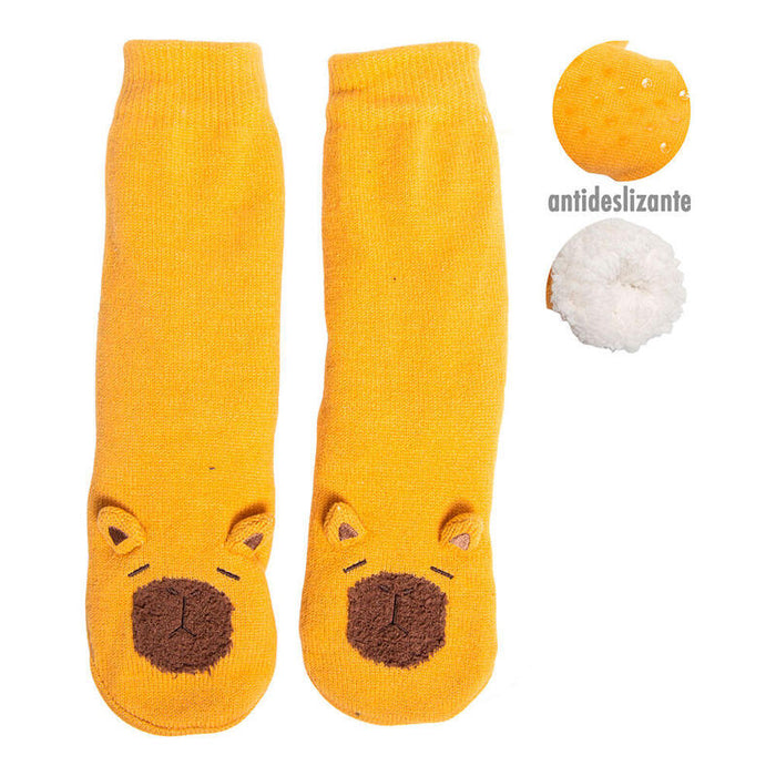 Pack De 2 Unidades - Calcetines Capibara Antideslizantes Con Forro De Borreguito Suave, Talla 40 - 45