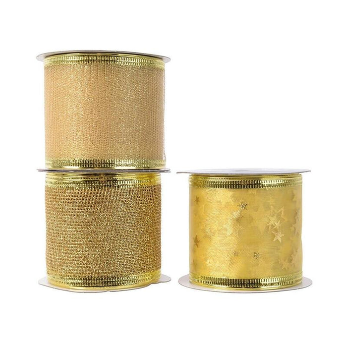 Pack De 2 Unidades - Cinta Con Brillo Dorada, 6,3x0,01x270cm, 3 Modelos. Basics