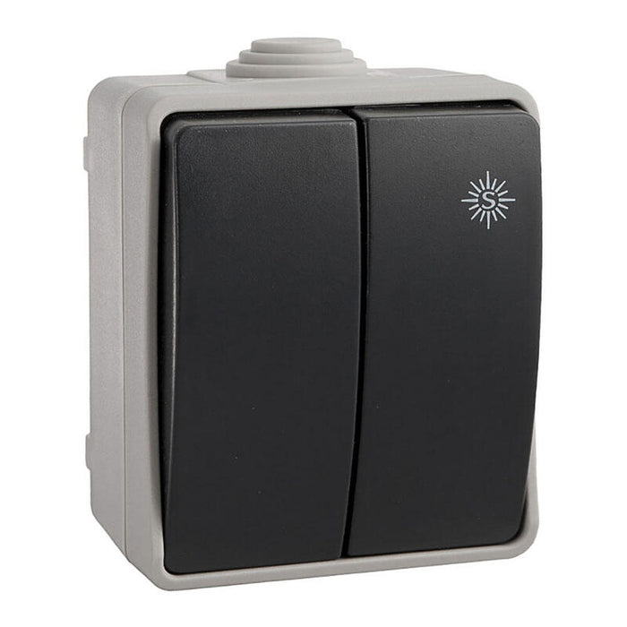 Pack De 2 Unidades - Doble Conmutador Estanco Economico Envasado Edm Ip44 16a 250v