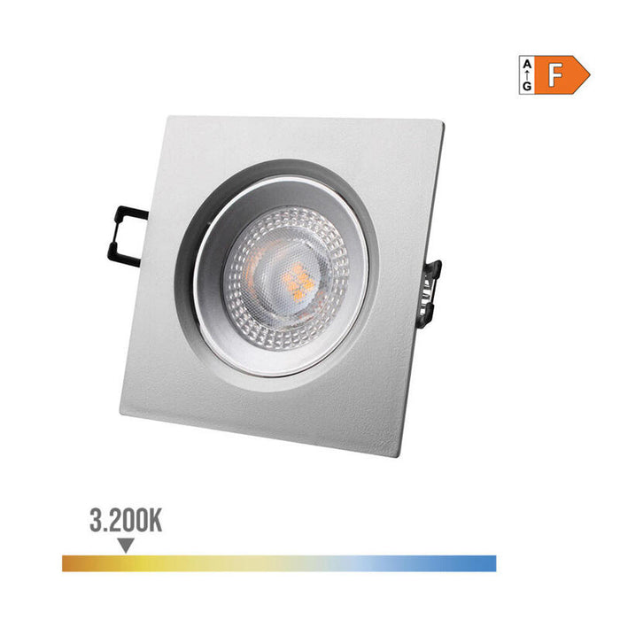 Pack De 2 Unidades - Downlight Led Empotrable Cuadrado 5w 3200k Luz Calida Color Cromo 9x9cm Edm