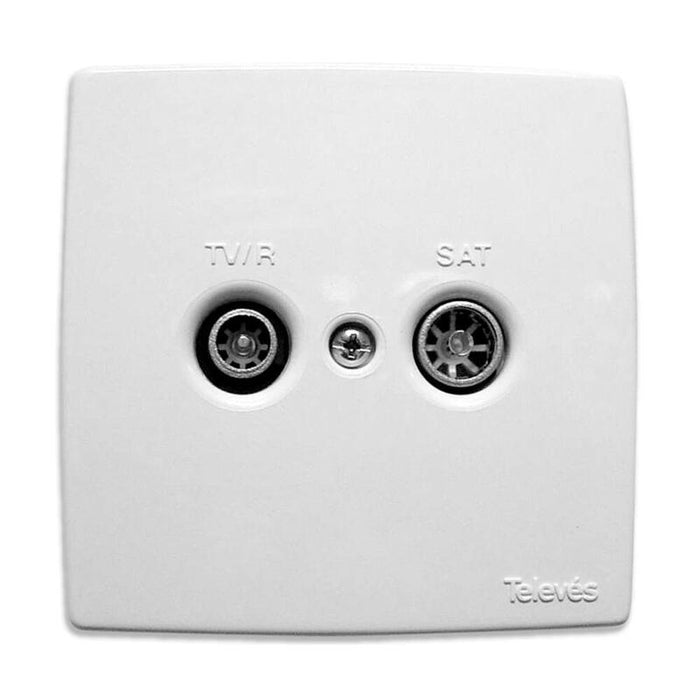 Pack De 2 Unidades - Embellecedor Blanco De Plastico Para Toma Doble Televes