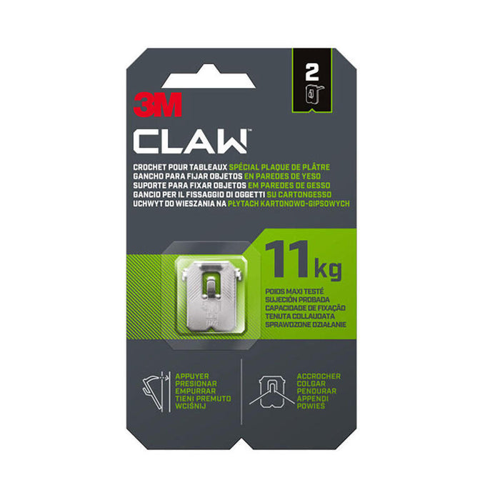 Pack De 2 Unidades - Gancho Para Paredes De Yeso, 11 Kg, 27 X 31,5 X 4 Mm, 2 Uds
