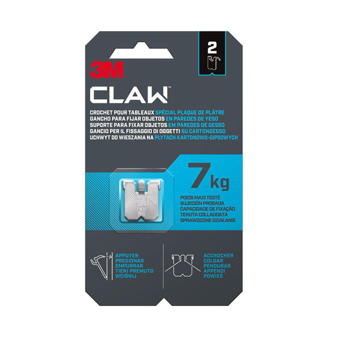 Pack De 2 Unidades - Gancho Para Paredes De Yeso, 7 Kg, 23 X 23 X 4 Mm, 2 Uds