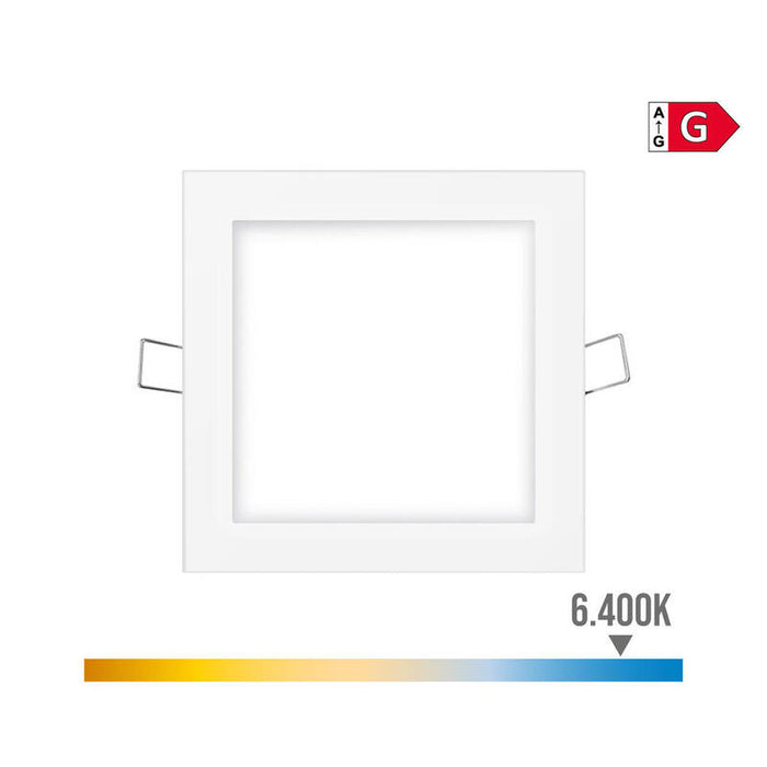 Pack De 2 Unidades - Mini Downlight Led Empotrable Cuadrado 6w 6400k Luz Fria. Color Blanco 11,7x11,7cm Edm