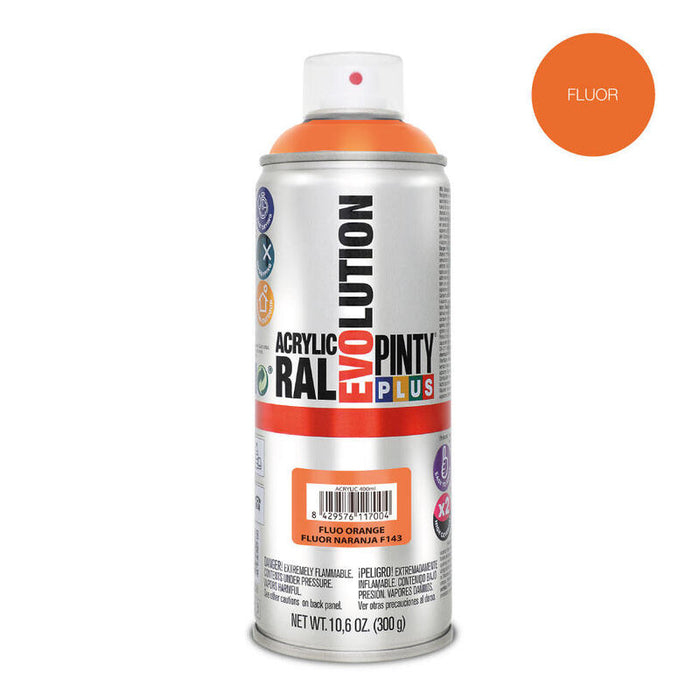 Pack De 2 Unidades - Pintura En Spray Pintyplus Evolution 520cc Fluor.Naranja F143