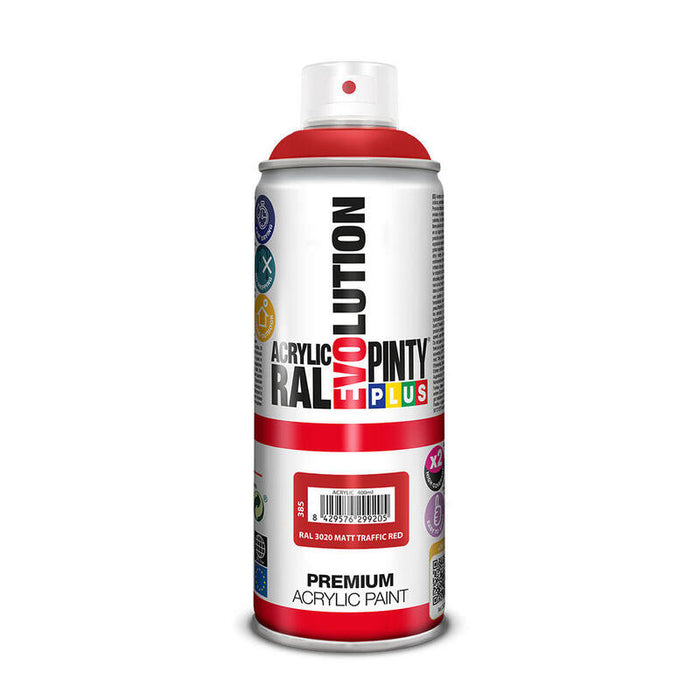 Pack De 2 Unidades - Pintura En Spray Pintyplus Evolution 520cc Ral 3020 Matt Traffic Red