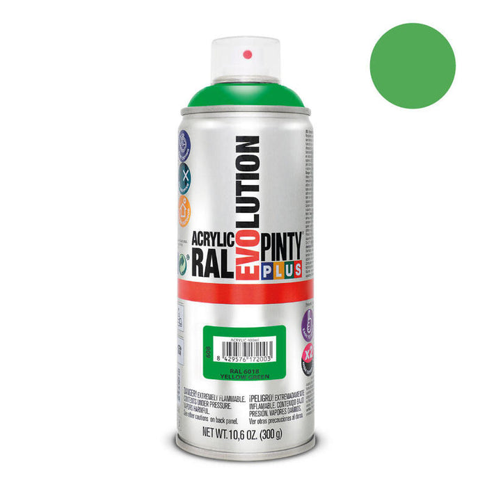 Pack De 2 Unidades - Pintura En Spray Pintyplus Evolution 520cc Ral 6018 Verde Amarillento