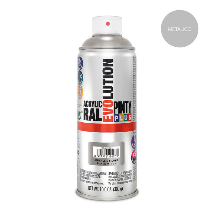 Pack De 2 Unidades - Pintura En Spray Pintyplus Evolution Metalizada 520cc Plata Mt191