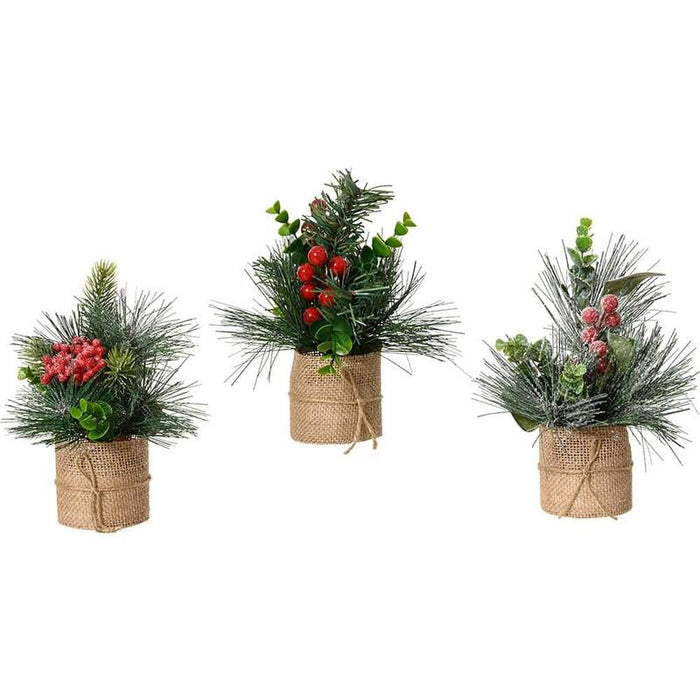 Pack De 2 Unidades - Plantas Decoración Pequeñas Navidad Uso Interior 20 X 15 Cm, 3 Piezas