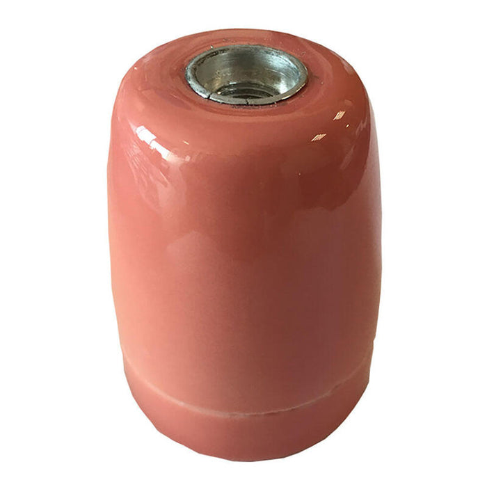 Pack De 2 Unidades - Portalámparas Cerámico Vintage E27 4 A 100 W 250 V~ Rosa, Ø47 X 59 Mm