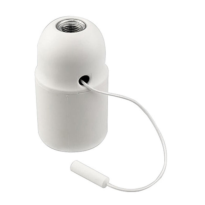 Pack De 2 Unidades - Portalamparas Roscado Liso Con Tirador E27 Blanco