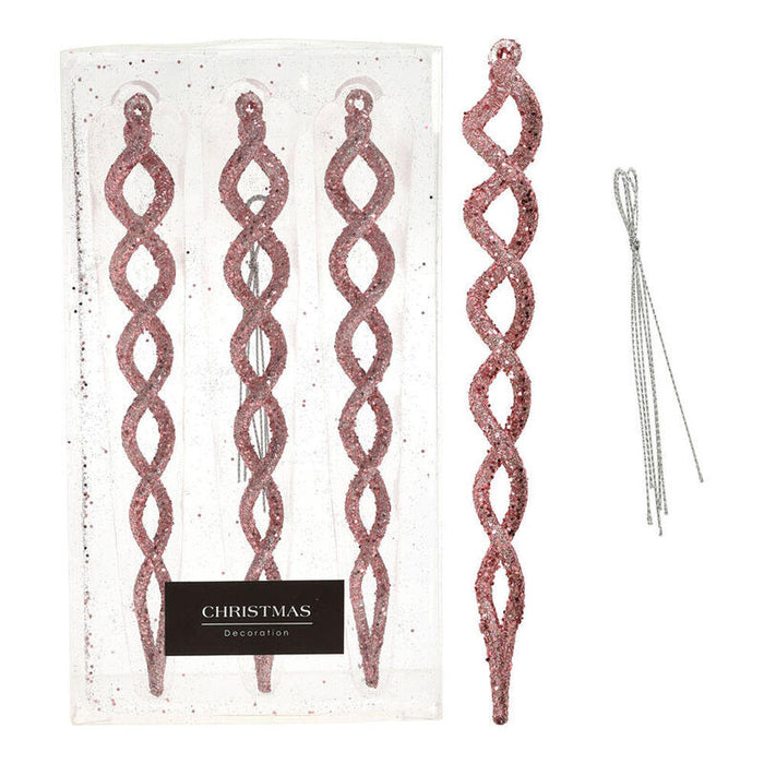 Pack De 2 Unidades - Set 3 Unid. Decoración Colgante Espirales Brillante Rosa