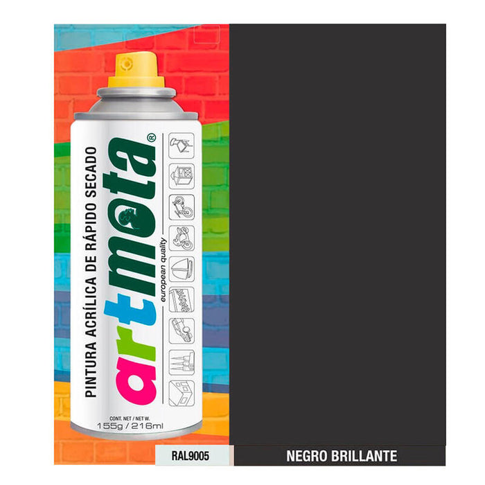 Pack De 2 Unidades - Spray Negro Brillante Ral9005 216ml Mota La01