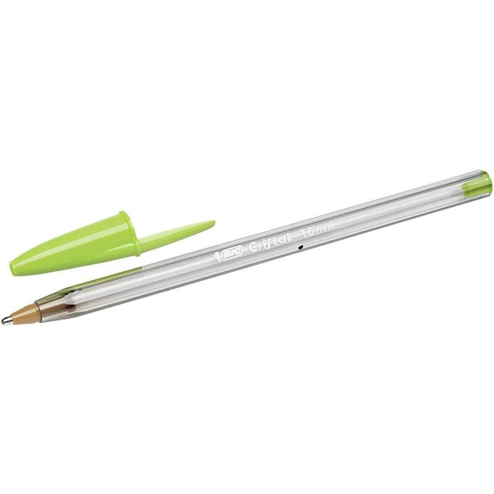 Pack De 20 Unidades Bic Cristal Fun Boligrafo De Bola - Punta Gruesa De 1.6mm - Tinta Con Base De Aceite - Color Verde Lima