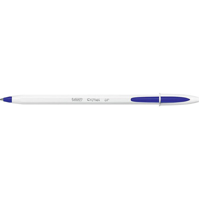 Pack De 20 Unidades Bic Cristal Up Boligrafo De Bola - Punta De 1.2mm - Tinta Con Base De Aceite - Cuerpo Blanco - Color Azul