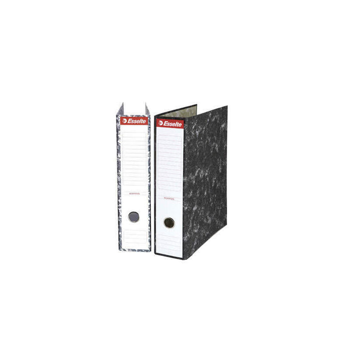 Pack De 20 Unidades Esselte Archivador De Palanca - Carton - Cantoneras Metalicas - Lomo 75mm - Capacidad Para 500 Hojas - Color Negro Jaspeado