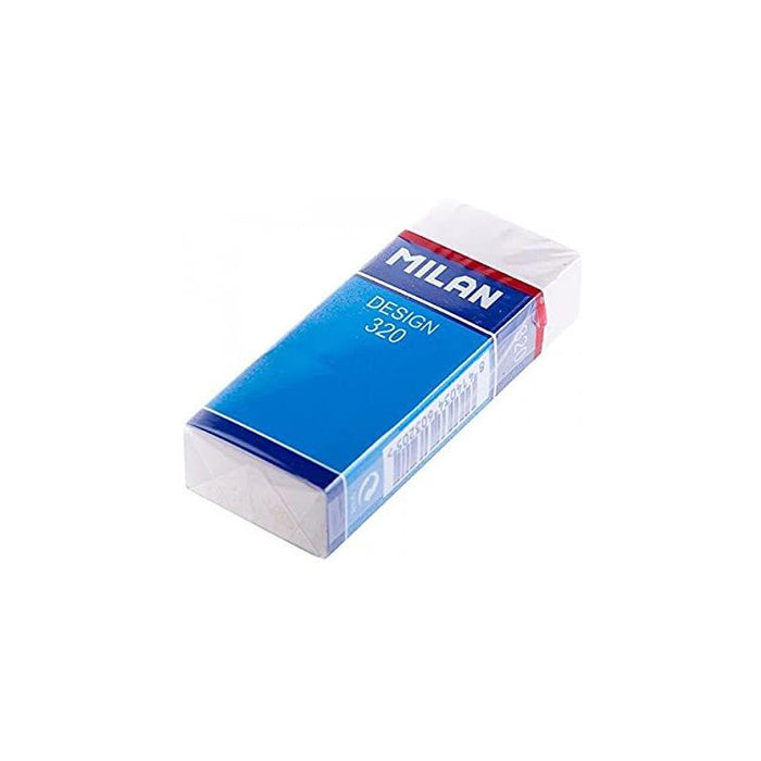 Pack De 20 Unidades Milan Nata 320 Goma De Borrar Rectangular - Plastico - Faja De Carton Azul - Envuelta Individualmente - Color Blanco