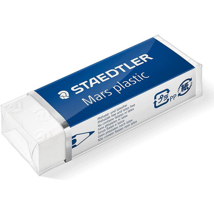 Pack De 20 Unidades Staedtler Mars Plastic 526 50 Goma De Borrar - Plastico - Alta Precision - Color Blanco