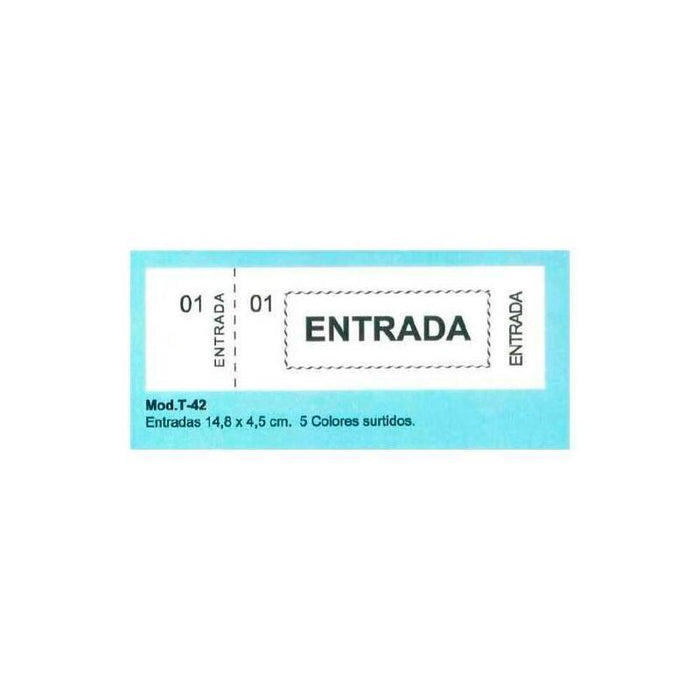 Pack De 20 Unidades Talonario Entrada 100h 14,8x4,5 Cm Colores Surtidos