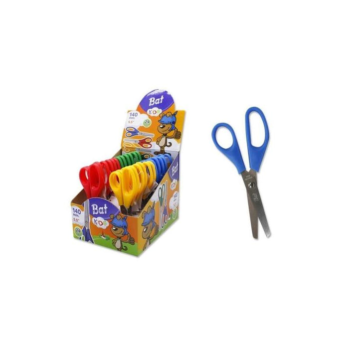 Pack De 24 Unidades Bismark Bat Tijeras Escolares 13cm - Punta Redonda - Colores Surtidos