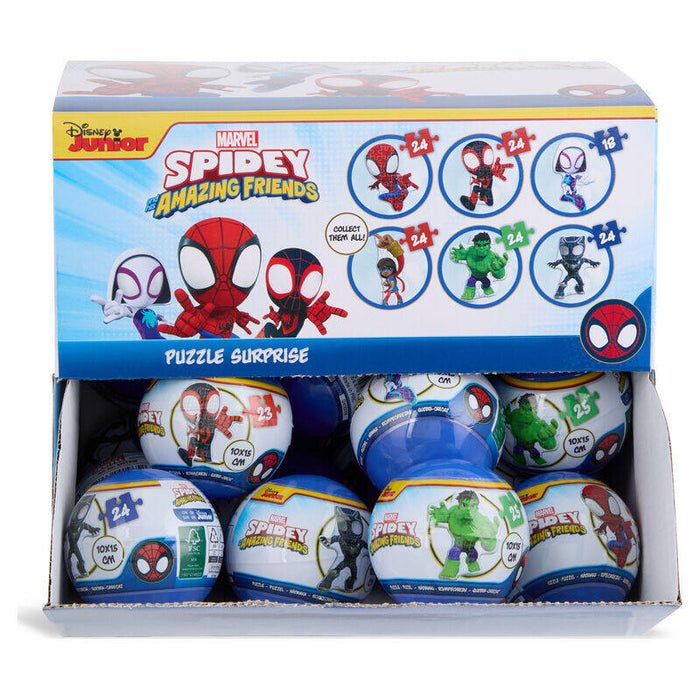 Pack De 24 Unidades - Bola Sorpresa Puzzle Spiderman Marvel Surtido